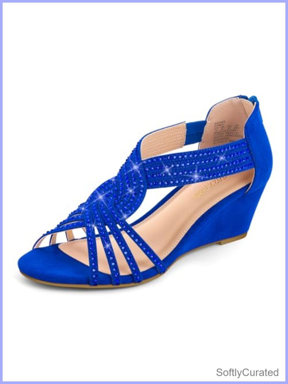 Womens Low Wedge Sandals Rhinestone Open Toe Slingback Dress Shoes